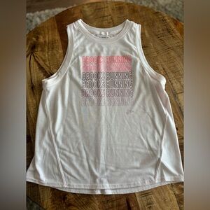 Pink Brooks Running Tank Sz M LOGO Run Happy